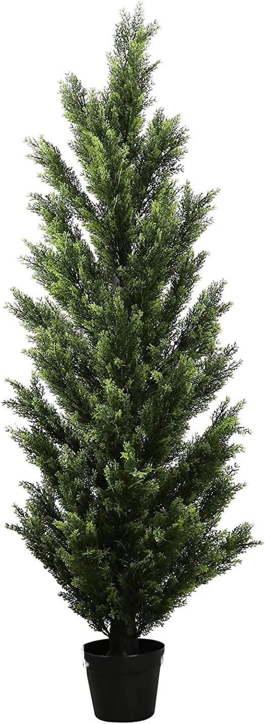 Artificial tree — 5 foot outdoor cedar topiary with potted plants