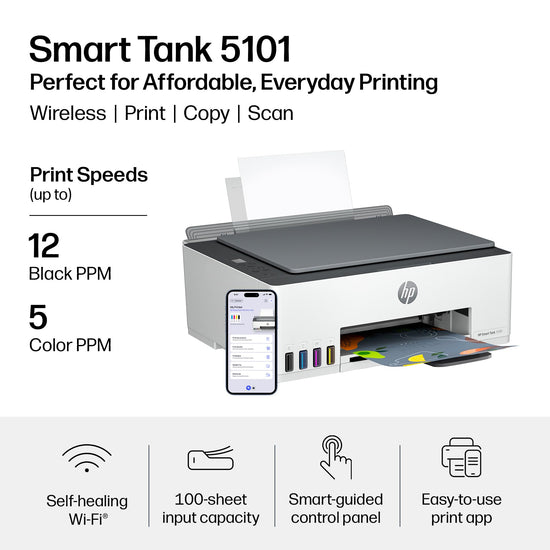 HP Smart-Tank wireless printer — includes up to 2 years of ink