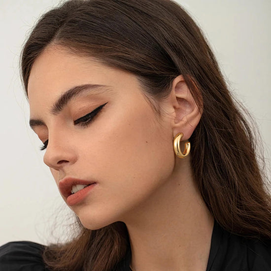 Gacimy chunky hoop earrings — 14K gold plated, 925 sterling silver post hoops for women