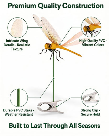 Shinfirst 8 Pack Dragonfly Decoy Clips, 3D Realistic Wingman for Outdoor Garden, Nature-Inspired Visual Deterrent for Wasps, Flies and Bees, Clip-on Decoration for Hats, Backpacks and Patio
