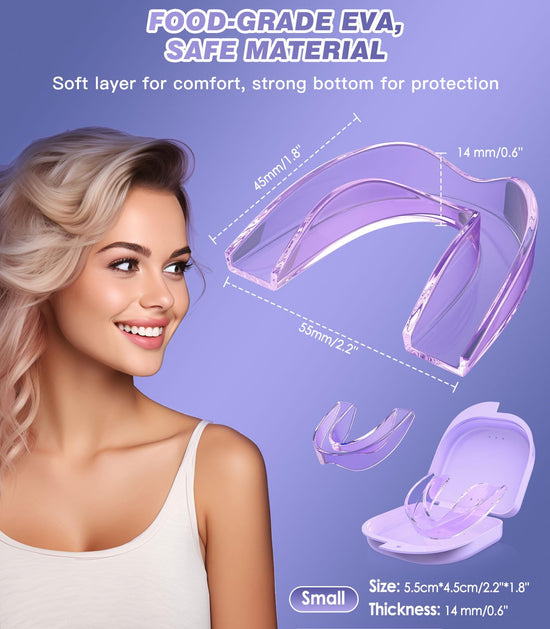 Litlcutie Anti Grinding Guard, Mouth Guard for Grinding Teeth at Night, Mouth Guards for Sleeping,Purple, 4 Pack/Small Size