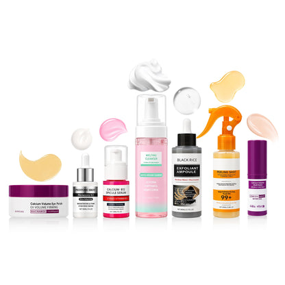 Skincare Routine Set - Facial Care Kit with Cleanser, Serums, Balm & Eye Patches - Hydrating & Daily Skin Care