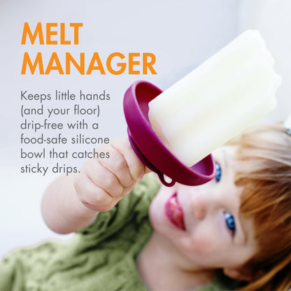 Boon Drizzle silicone ice pop holder — drip catcher with travel cases and 4 count