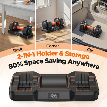 Dumbbell set — Adjustable weights with storage box and anti-slip grip 110lbs/50lbs