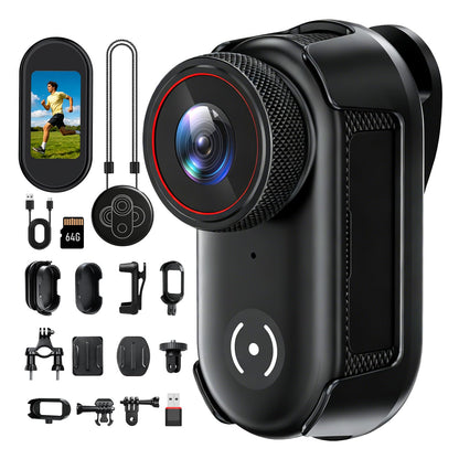 UYIKOO 4K Mini Body Action Camera with 1.47" Screen, 64GB Thumb Size Small POV Camera with WiFi, Tiny Wearable Magnetic Camcorder for Work Vlogging Cycling Motorcycle Pet Travel
