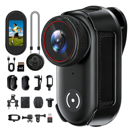 UYIKOO 4K Mini Body Action Camera with 1.47" Screen, 64GB Thumb Size Small POV Camera with WiFi, Tiny Wearable Magnetic Camcorder for Work Vlogging Cycling Motorcycle Pet Travel