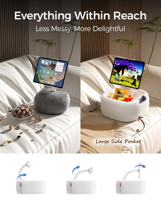 LULULOOK portable electronic device stand with snack bowl and foldable arm