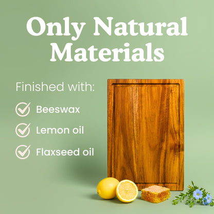 Cutting board — Non toxic acacia wood with natural beeswax finish by Ziruma