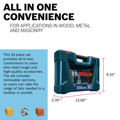 BOSCH drill bits — 91-piece mixed setBOSCH drill bits — 91-piece drilling and driving set