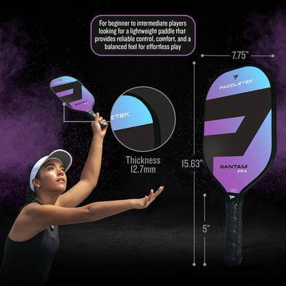 Sport racket — Honeycomb core and polycarbonate surface by Paddletek Bantam EX-L