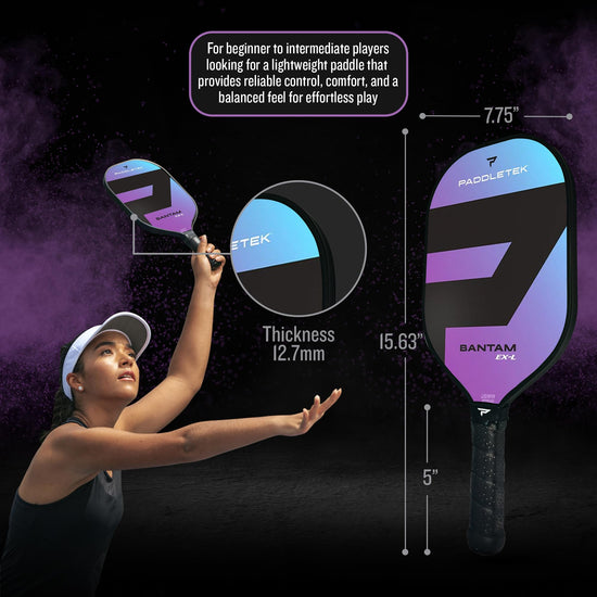 Sport racket — Honeycomb core and polycarbonate surface by Paddletek Bantam EX-L