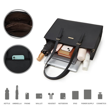 Handbag — Synthetic leather tote and shoulder bag set for women