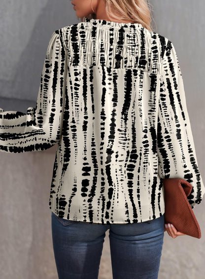 Dokotoo floral print smocked long sleeve chiffon shirt