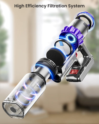 Cordless vacuum cleaner — 600W power with 65 minutes runtime and LED display