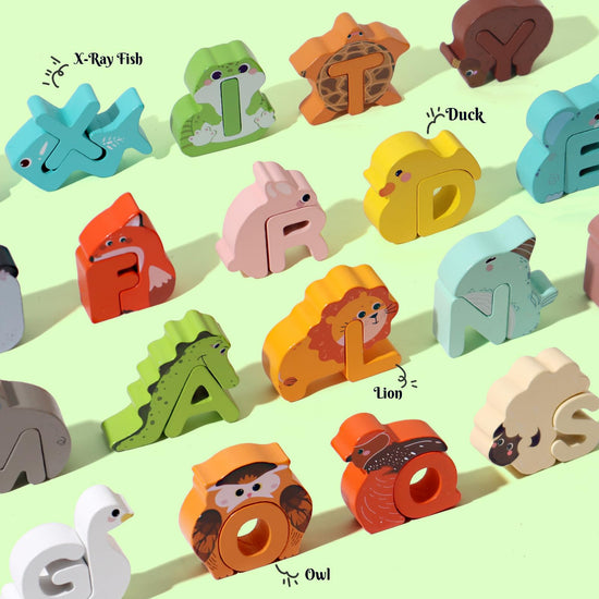 Puzzles — Wooden alphabet animal puzzles for toddlers ages 3-5