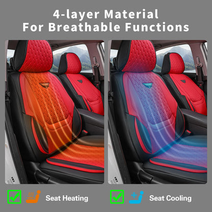 Custaura vehicle seat cover — waterproof leather in black and red