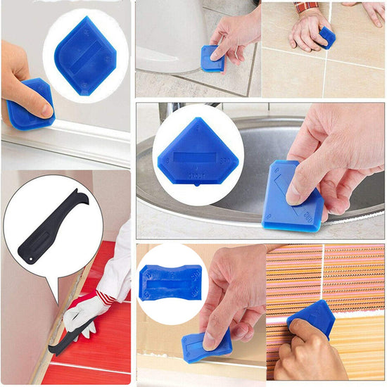 Sealant — 3 in 1 silicone caulking tools with stainless steel head and 5 pads