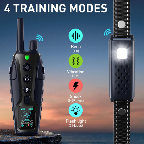 Shock Collar for Dogs - 4500FT Dog Training Collar with Remote, Waterproof e Collar with Flashlight, 4 Training Modes, Keypad Lock, Rechargeable Dog Shock Collar for Small Medium Large Dogs