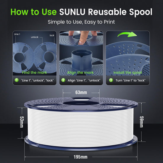 SUNLU thermoplastic filament — 1.75mm PLA, 1kg spool, black, for most FDM printers