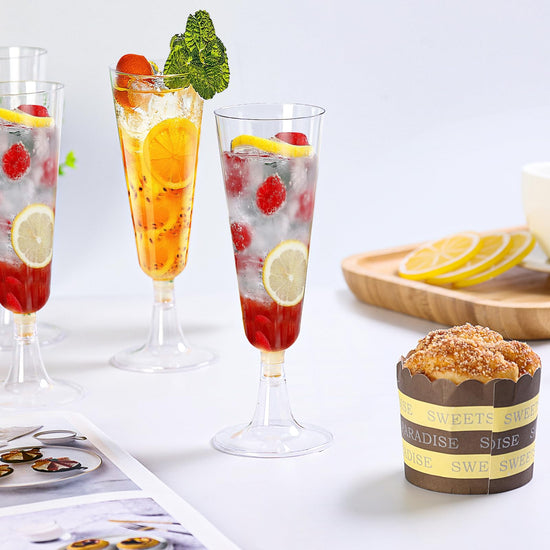 SUREHOME champagne flutes — 5.5 oz clear plastic disposable toasting glasses