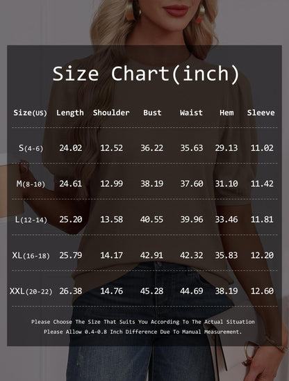 ATHMILE short sleeve sweater with puff sleeves for women