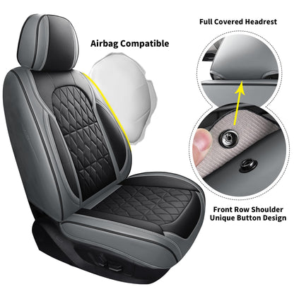 Aierxuan vehicle seat cover — waterproof leather for Toyota and Ford models in black-grey