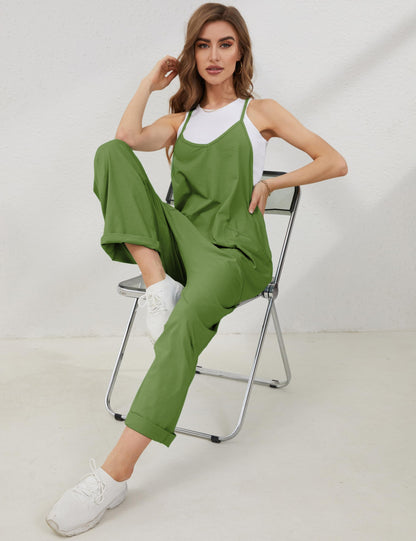 Overall — V neck sleeveless harem with adjustable straps and pockets by Lentta
