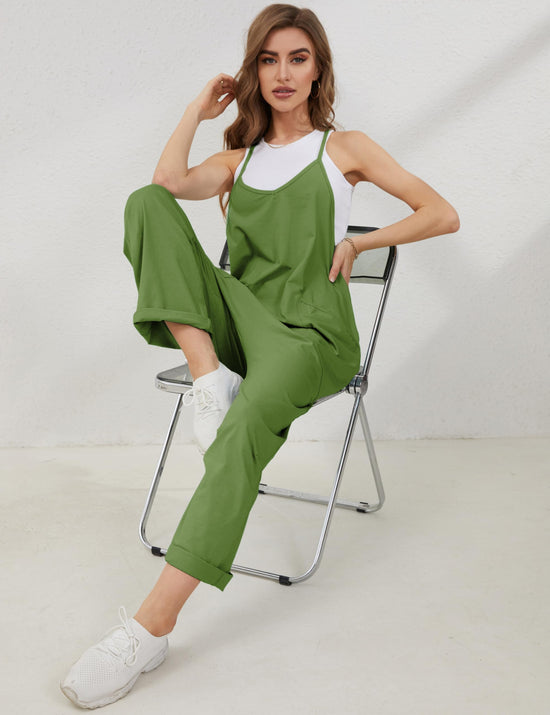 Overall — V neck sleeveless harem with adjustable straps and pockets by Lentta