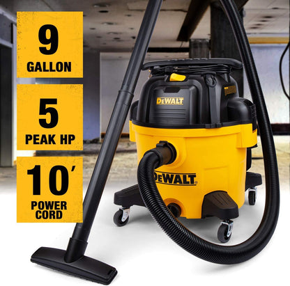 DEWALT vacuum cleaner — 9 gallon poly wet/dry design for workshop and jobsite.
