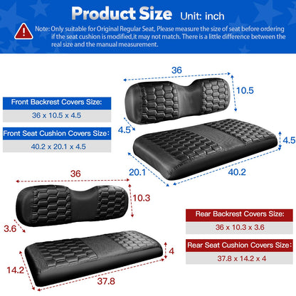 NOKINS Golf Cart Seat Covers - Hexagon carbon fiber style for EZGO TXT/RXV