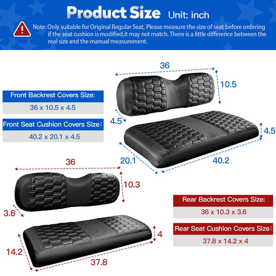 NOKINS Golf Cart Seat Covers - Hexagon carbon fiber style for EZGO TXT/RXV