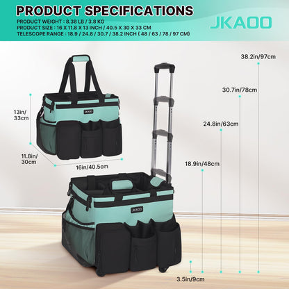 Utility cart wagon — waterproof rolling cleaning caddy with detachable trolley