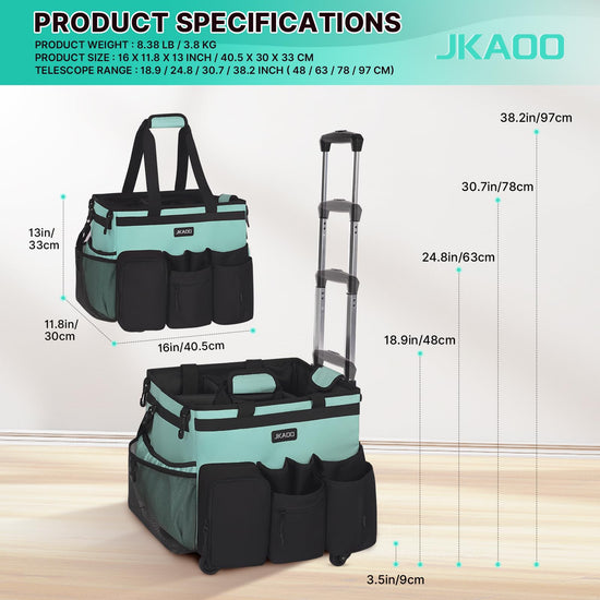 Utility cart wagon — waterproof rolling cleaning caddy with detachable trolley