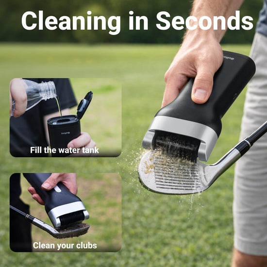 Golfory Electric Golf Club Cleaner Brush with Water,Portable Golf Brush and Groove Cleaner,800RPM Motor,60ml Tank,Type-C Rechargeable,Quick-Replace Nylon Brush Head,Golf Accessories for Men,Golf Gifts