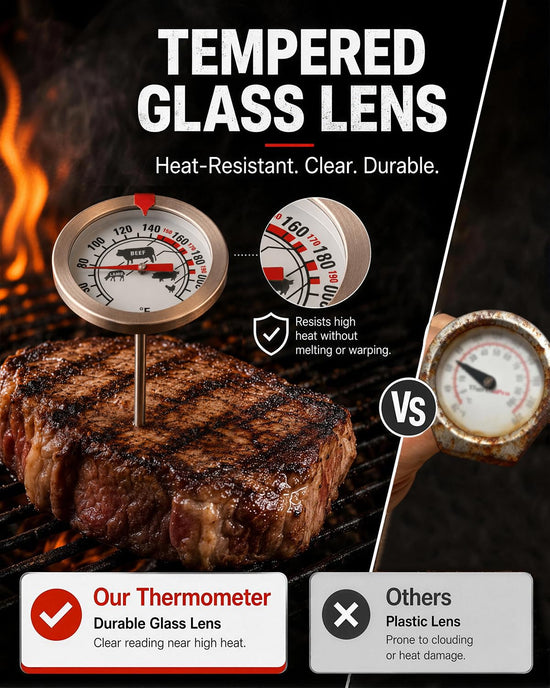 Meat Thermometer for Oven 304 Stainless Steel Probe, 40‑220°F, 2pc