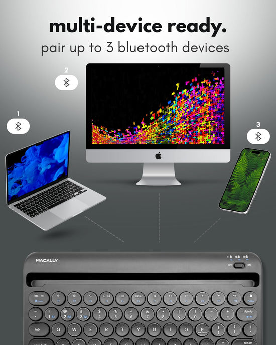 Macally Bluetooth keyboard — Universal multi-device compatibility with stand