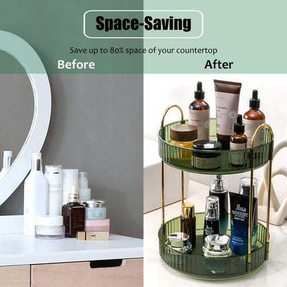 Zufudo rotating tray — Clear skincare and perfume storage for bathroom vanity