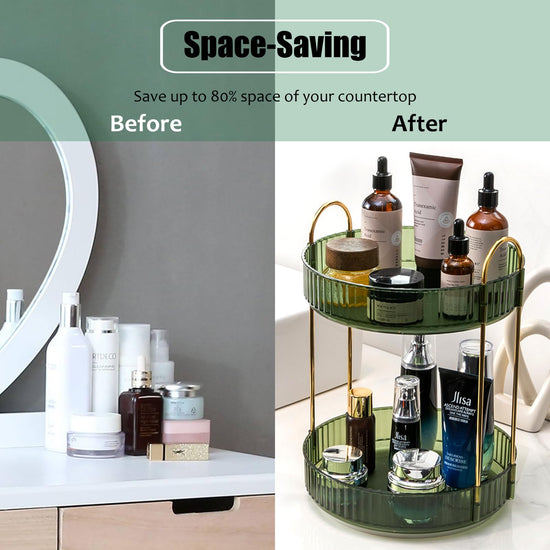 Zufudo rotating tray — Clear skincare and perfume storage for bathroom vanity