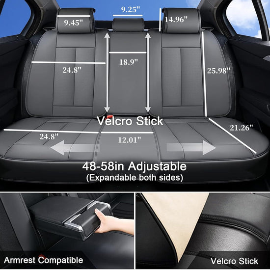 Coverado car seat covers - gray waterproof nappa leather full set for most cars