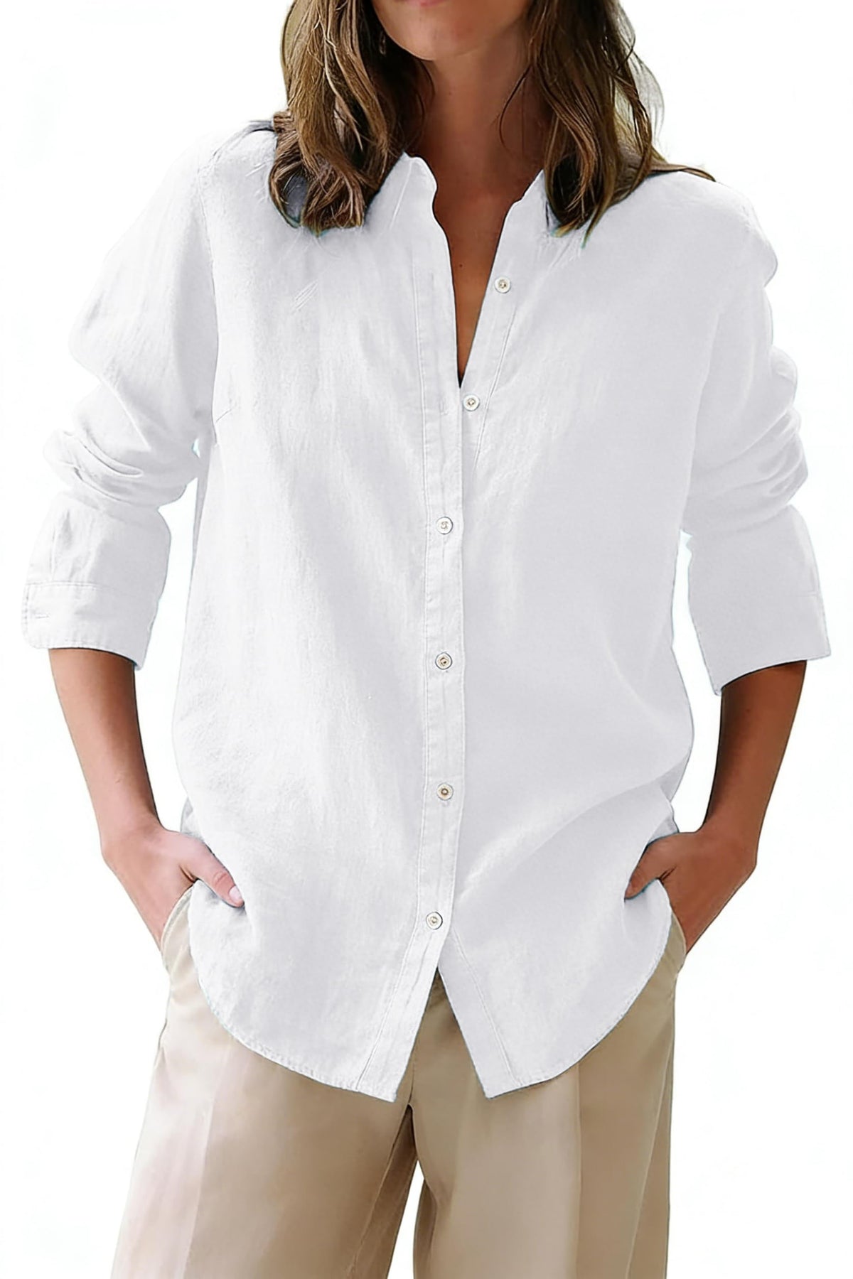 siliteelon button down shirt - wrinkle free cotton blouse with collar and long sleeves