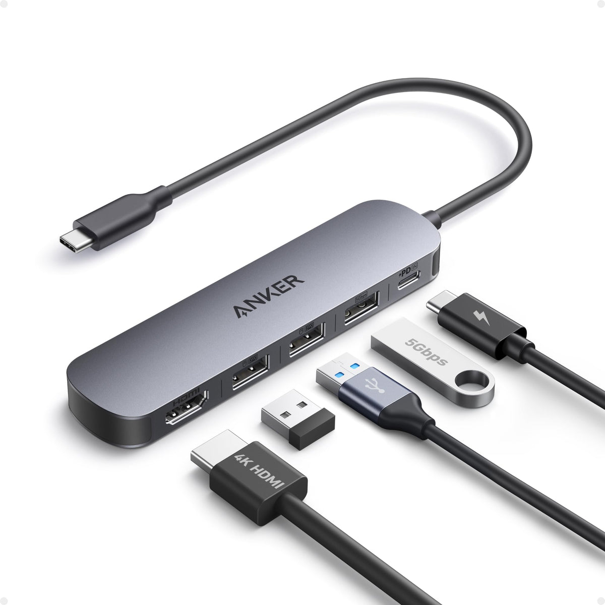 Anker multiport hub — 5-in-1 USB-C adapter with 4K HDMI and 90W power delivery