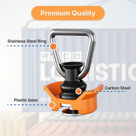 vandrabase 10 Pcs L Track Stud Fittings with D Rings, Heavy Duty 1333lbs Capacity Single Stud Tie Down Anchors, Aluminum Spring Loaded L Track Fittings for Trailer, Van,Truck,Cargo Management - Orange