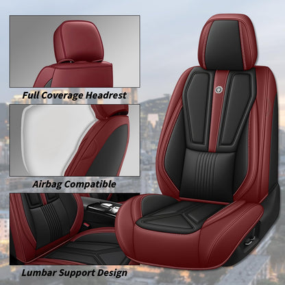 Arazi 5 seat covers — full coverage leather for 5 seats in black and red