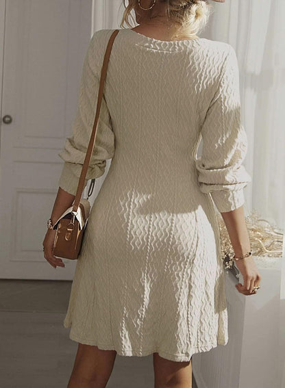Dokotoo dress — trendy v neck knit A line long sleeve sweater dress