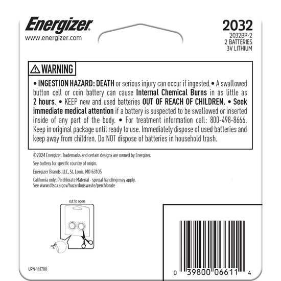 Energizer CR2032 lithium batteries - 2 count packEnergizer CR2032 lithium batteries - 2 count pack