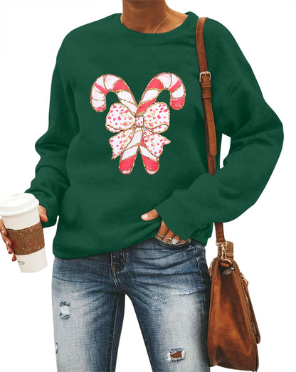 Sweatshirt — Christmas candy canes graphic design for women