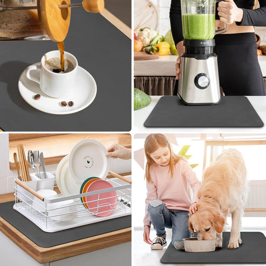Dish drying mat — super absorbent with non-slip rubber backing and heat resistance