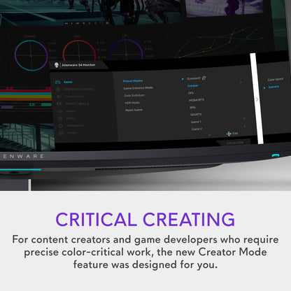 Alienware AW3423DW monitor — curved 34.18 inch Quantum Dot-OLED display at 175Hz