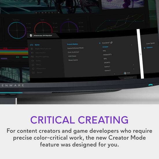 Alienware AW3423DW monitor — curved 34.18 inch Quantum Dot-OLED display at 175Hz
