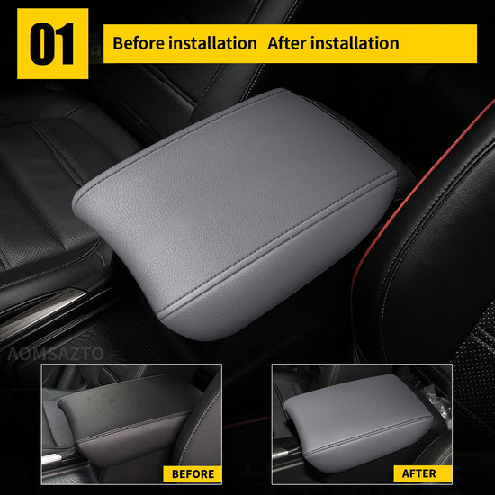 AOMSAZTO center console cover — Gray leather armrest for 2017-2022 Honda CRV